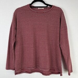 Marine Layer Long Sleeve Shirt Womens Red White Size Large Striped